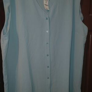 Alfani Sky Blue Button-Down Blouse